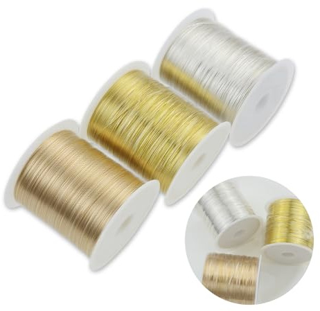 Alambre fino para joyas,100 m x 3 bobinas, 0,3 mm, para manualidades (A)