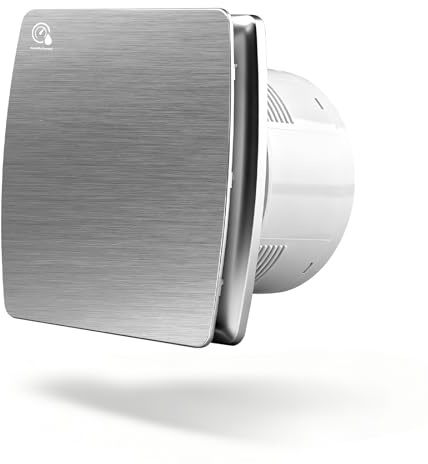 Badlüfter 100mm mit Timer & Feuchtigkeitssensor Leiser Abluftventilator | mit Rückstauklappe,≤34db, 12W, 95m³/h, IPX4 Leistungsstarker Wandventilator, Installieren Decke Wand im Bad WC Küche, Silber