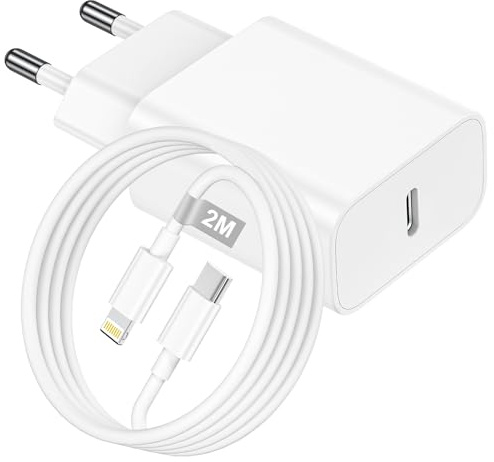 iPhone Schnellladegerät mit Schnellladekabel 2M [Apple MFi Zertifiziert], 20W USB C Ladegerät iPhone Netzteil USB C Ladeadapter Fast Charger Adater USB C für iPhone 14 13 12 11 Pro Max/XS/XR/SE/8/iPad