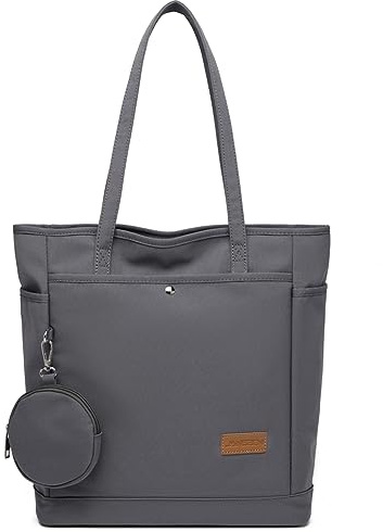 JANSBEN Canvas Handtasche Damen Shopper Groß – Robuste Arbeitstasche mit Reißverschluss, 8 Fächern & Geldbörse – Leichte Stofftasche für Büro Uni – Platz für A4 Ordner, Laptop