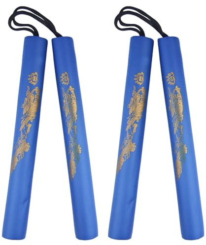 Ameble 2 Nunchaku per Bambini, nunchaku in morbida schiuma per principianti, leggeri e sicuri, con imbottitura, BLU