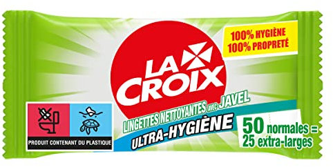 La Croix - ultra hygiène - Lingettes nettoyantes - 50 Pièces (25 extra larges)