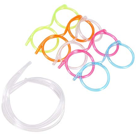 Amosfun 10 stücke Trinkhalme Brillen Kunststoff Party Strohhalme Lustige Sonnenbrille Kinder Gastgeschenke Lieferungen