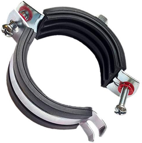 10 Stück Set HT Rohr Schelle aus Stahl verzinkt mit Gummi Schallschutzeinlage für Abflussrohr Außendurchmesser 50 mm 5 cm DN50 Abwasser Halterung Befestigung