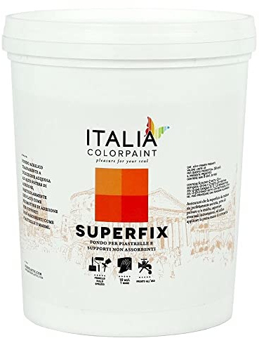 Italia colorpaint I Pre Trattamenti Superfix Trasparente Primer Fondo Fissativo Per Piastrelle Supporti Non Assorbenti (Litri 1, Trasparente)
