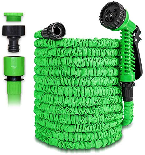 Gartenschlauch Flexibler Gartenschlauch 7,5m 15m 22,5m 30m 37,5m 45m 60m 75m Dehnbarer Schlauch Bewässerungsschlauch Flexibler Gartenschlauch Flexibler Gartenschlauch, Farbe:Grün, Größe:60m
