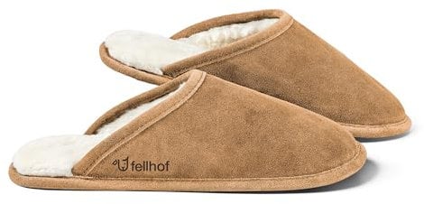 Fellhof Lammfell Hausschuh TRENDY Damen Herren Fell Pantoffeln für Winter & Sommer Hausschuhe aus ECHTEM Lammfell Naturprodukt atmungsaktiv (40/41 Light Brown)