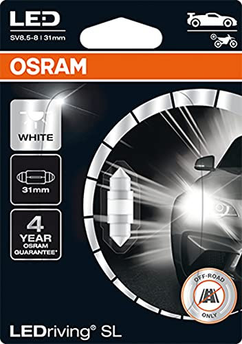 Osram LEDriving® SL, ≜ C5W (31 mm), White 6000K, LED signal lamp, Off-road only, non ECE, Single Blister (1 lamp)