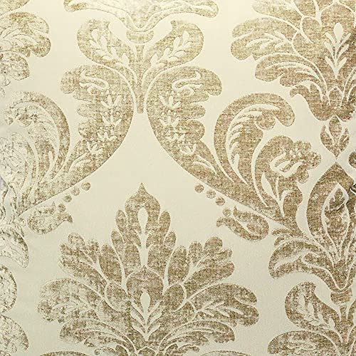 DESHOME Alena Giglio Stoff Meterware Jacquard Chenille Blumenmuster Stoff für Polster Sofa Kissen Vorhänge (Elfenbein, 1 Meter)