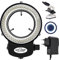 Tiamu 144 LED Mikroskop Ringlicht, Optische Stereomikroskop Ringleuchte 0-100% Einstellbar Lampe, 6000K Super Perlen Helligkeit Ringleuchte, Schmuck Reparatur Lampe (EU Plug, Schwarz)