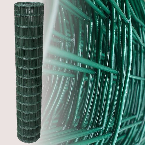 Garmix Grillage Jardin vert | Hauteur 150cm | Maille 750x100mm| Clôture Jardin Potager | Enclos Animaux Chien | Fils de Fer Galvanisé + PVC, Rouleau 25m