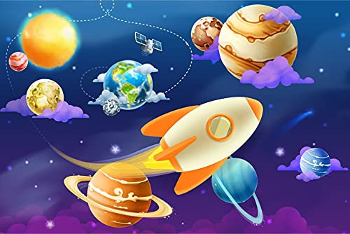 Muralo Vlies Fototapete 180 x 120 Märchen Weltall Planeten Tapete Kinder Spaß Spielen Fantasie Kinderzimmer Kinderstube Wandbilder XXL Wand Br. 180 cm x Hö. 120 cm