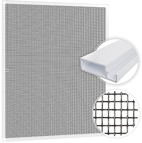 SAMUFLY Zanzariera, Tenda Antimosche, Tenda Anti Insetti Telaio in Alluminio Bianco 100 x 120 cm per finestre