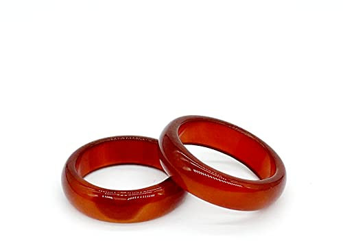 XUN Zhe 2 x Karneol-Kristall-Paarringe mit natürlichem rotem Karneol, Bandring aus rotem Achat, Fingerringe für Damen, glatt, rund, Donut-Ring, Edelstein, Karneol