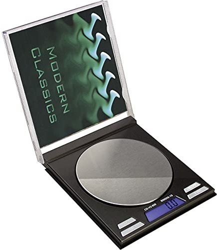 BLscale - CD Digitalwaage | Feinwaage, Küchenwaage, Taschenwaage, Schmuckwaage | 0,01g-50g | LCD-Display | austauschbares Cover | + Ledertasche | 4 Wäge-Einheiten | Blackleaf
