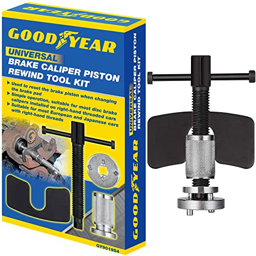 Goodyear Universal Brake Caliper Piston Rewind Tool Kit | Easily Rewind Brake Pistons |Compatible With Most Vehicles |Includes Adaptors For Various Calipers | Essential For Brake Maintenance & Repairs