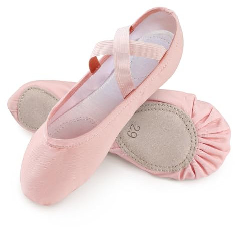 boruizhen Chaussures de Danse Fille Semelle Scindée Demi Pointe Danse Classique Canvas Chausson Ballet Fille Femme Rose pêche 44 EU