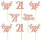 Blumomon Rose Gold Glitter Cupcake Toppers - Happy Birthday & 21st Theme Cake Decorations