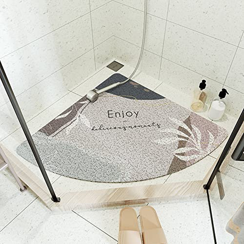 MOTT 50 Eck-Luffa-Duschmatte für Innendusche, halbrund, rutschfeste Badematte, Sektor gebogen, Quadrant-Badematte mit Abfluss, Sicherheitsmatte für Dusche, 65 x 65 cm