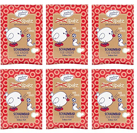 6er Pack Dresdner Essenz Dreckspatz Schaumbad Hab Spass Erdbeer-Duft 6 x 40 ml Badezusatz vegan