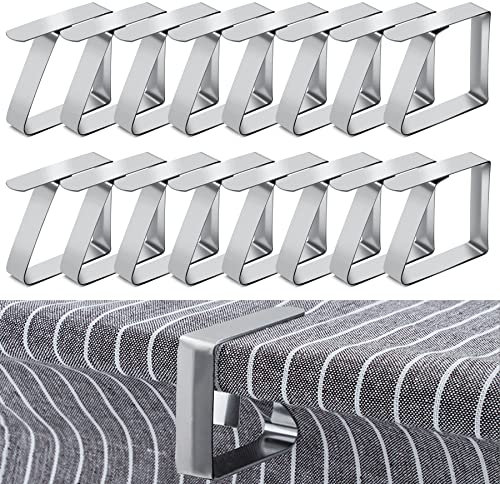Brelet 16 Pezzi Tovaglia Clip in Acciaio Inox. 5 x 4 cm Fermatovaglia da Tavola.Gadget per Tovaglia.Clip Molla per Tovaglia Invisibile per Outdoor Picnic Party(per Tavoli Fino a 3 cm di Spessore)