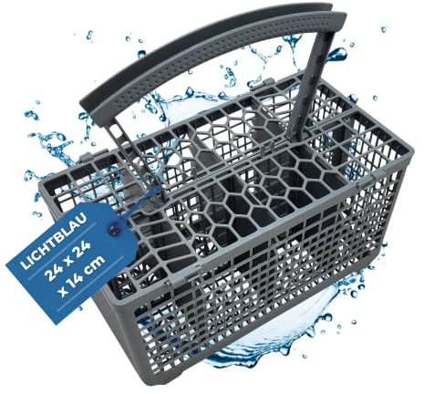 Lichtblau Cesta para cubiertos para lavavajillas 240 x 140 mm en gris, cesta universal para lavavajillas, base estable, bandeja para cubiertos para muchos lavavajillas, resistente al calor