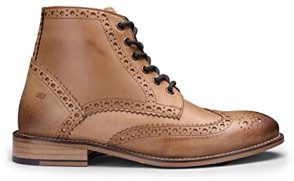 Mens Tan Leather Classic Retro Smart Oxford Formal Laced Vintage Ankle Boots