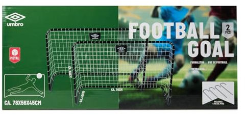 Umbro Fußballtor 78 x 56 x 45 cm - Fußballtore Set von 2 - Fußball Tor - Leicht zu verstauen - Fussballtore für Garten Kinder - Fussball Trainingszubehör Innen und Außen - Kunststoff - Schwarz/Weiß