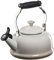 Le Creuset Enamel On Steel Whistling Tea Kettle with Metal Finishes, 1.7 qt., Meringue