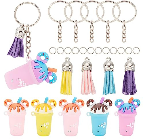 SUNNYCLUE 8-teiliges Set mit Milchtee- und Bubble-Teeperlen, Schlüsselkit, Boba- und Süßspeise-Eisperlen, Hawaii-Getränkeperle