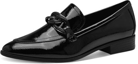MARCO TOZZI Damen Loafer mit Absatz Lack Elegant, Schwarz (Black Patent), 38 EU