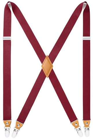 HISDERN Mens Braces with Very Strong 4 Metal Clips Suspenders One Size Fits All Men and Women Adjustable and Elastic X Form