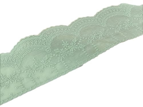 3 Yards 8cm Baumwolle Spitzenband Vintage Stickereispitze Spitzenborte Spitzenstoff Spitze Borte Band Dekoband Zierband für Nähen DIY Handwerk Hochzeit Kleidung Deko Scrapbooking,Grün