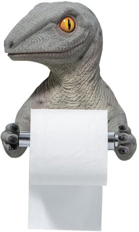 BURLOE Dinosaurier Toilettenpapierhalter, Creative Dinosaur Tissue Paper Holder Organizer Wandhalterung Badezimmer Wand Dekor Geschenke Für Dino Liebhaber,Grau