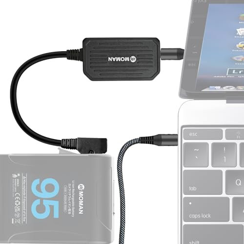 Moman PD100 D-Tap auf USB-C 100W Schnelllade Adapter & Netzteil, Bidirektionales Laden und Entladen für V-Mount Akku, Kamera Smartphone Laptop Tablet