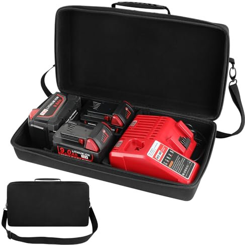 Cukect Battery Storage Case for Milwaukee 18V M12 M18 Battery, Large Capacity, Adjustable Dividers, Durable Material, Easy to Carry