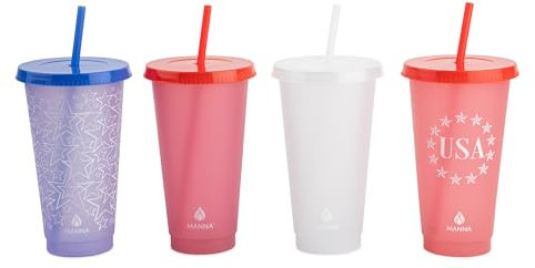 Manna Mehrwegbecher-Set, Farbwechsel, 680 ml, 4-teilig, limitierte Auflage