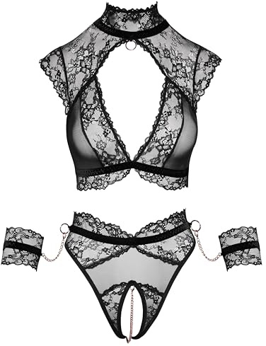 Cottelli Bondage Spitzen Set, Schwarz, XL