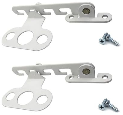 Bamyli 2 Stück Fensterfeststeller, Zuschlagschutz Fensterriegel Kippfensterschutz, Fenster Öffnungsbegrenzer, Sondermodell für Kunststoffstahl, mit 4 Schrauben (Kurzer Haken, Weiß)