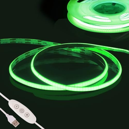 Verde COB Striscia LED Camera,Fosingut 5v 2m USB Luci LED TV Retroilluminazione Intelligente Dimmerabile 960 LEDs CRI90 catena luminosa a Strisce LED Adesive per Cucina Sottopensile, Armadio,PC,Mirror