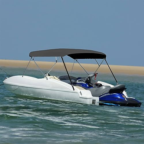 4-Bow Bimini Top, Chaduof Bimini Top Backen, Top Bootsverdeck, Boot Sonnenschutz, Sonnenverdeck Boot, Sonnensegel Boot, Anthrazit 243x(230-244) x137 cm