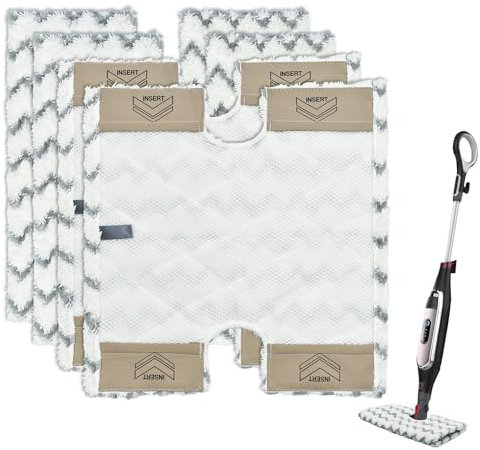 DLAIMI 4 Packs Steam Mop Pads Compatible with Shark S6003UK Klik n' Flip S6001 S6003 Steam Cleaner, Steam Pocket Mop with Scrub Strips Microfiber Pad for S6001Uk S3973 S3973D S5002