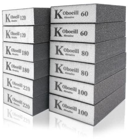 LICQIC Sanding Blocks, Sanding Sponges with 6 Grits-60/80/100/120/180/220, Wet and Dry Dual-use Abrasive Pads Washable and Reusable, for Metal Wood and Wall (12 PCS)