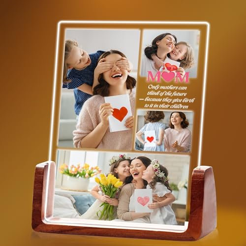 Personalisierte Geschenke Mama mit Foto - Muttertagsgeschenk, Geschenke für Mama Tochter Sohn, Acrylglas Rahmen mit Text, Acryl Fotorahmen, Geschenkideen zum Muttertag (4 Größen: 15–25 cm)