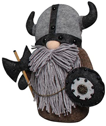 SUPYINI Wikinger-Gladiator-Zwerg-Plüschpuppe, Gesichtsloser Zwerg-Plüschpuppe, Ritter, Zwerg, Wikinger-Gladiator-Figur, Tischdekoration (Grau)