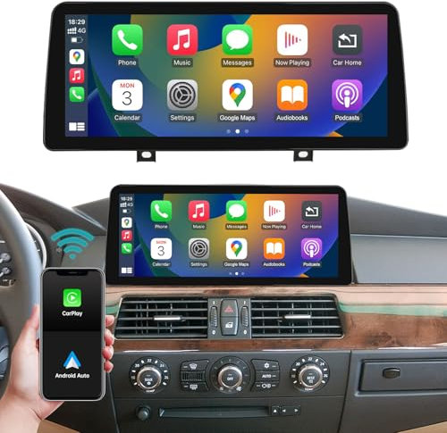Ninetom Radio de Coche de 12,3 Pulgadas, CarPlay/Android Auto/Mirrorlink/Navegación para BMW CCC Serie 5 E60 E61 2003-2008, Receptor estéreo de Coche con Pantalla táctil, DSP Incorporado