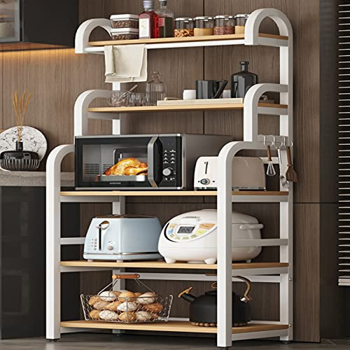 Vintage Multi layer Microwave Cabinet Floor Shelf (White 60CM) Retro Furniture Expertly Crafted for Modern Kitchens