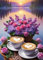 GLXPOG Rose Kaffee 5D Diamant Painting Bilder Set, Diamant Art Malerei Painting Kit für Erwachsene, DIY Strass Stickerei Malerei Wand Dekor 30x40cm