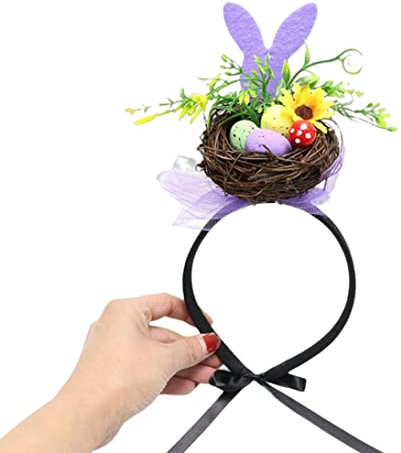 XUEYEGONGJI Osterei Stirnband Hasen Kopfbedecke Vögel Nistkopf Bands Ostern Kaninchen Kostümzubehör lila, Osterkopfbedeckung