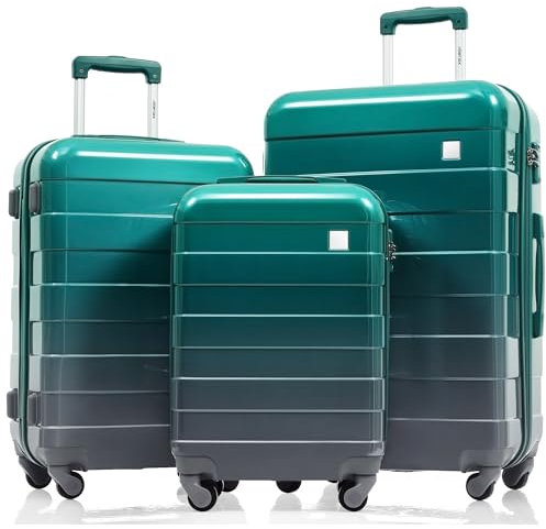 Merax 3 Teiliges Hartschalen Kofferset mit Dreirädern Handgepäck Sets mit TSA Schloss